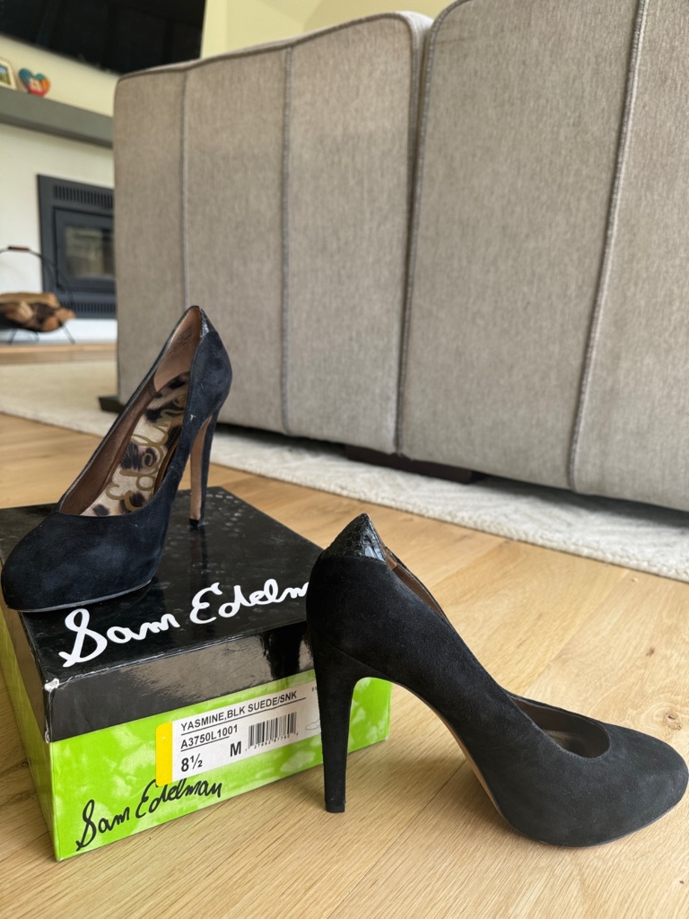 Sam Edelman Black Suede Pointed-Toe Stiletto Pumps